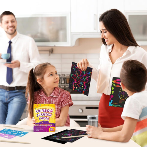 60 Set FUNNYB&G Rainbow Scratch Paper Art for Kids - Pcs Magic Rainbow Scratch Paper Off Scratch Easter Crafts Arts