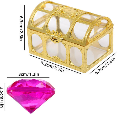 Diving Gem Pool Toys - 14 Color Diamond Treasure Chest Summer Swimming Gems Pirate Diving Toy Set for Children