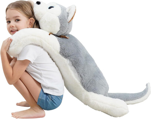 39.3 Inch Jumbo Husky Stuffed Animal, Giant Wolf Dog Plush Toy, Soft Kawaii Puppy Pillow, Gift for Kids