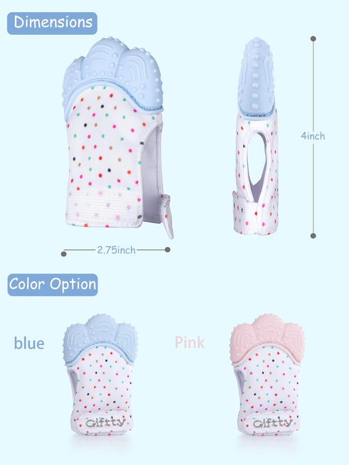 Giftty Teething Mitten Chew Mitt Baby Teether Glove - Self Soothing Toy for 0-6 Months