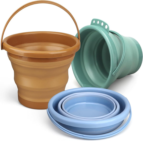 Dilabnba Collapsible Beach Buckets Set Toys, Easter Eggs Buckets, 3PCS 2.5 L