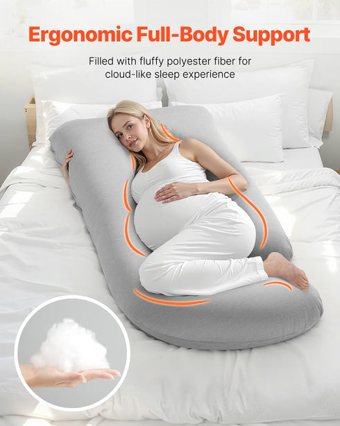 VEVOR Pregnancy Pillow, G-Shaped Maternity Pillow for Sleeping, Full-Body Support Pillow with Removable & Washable