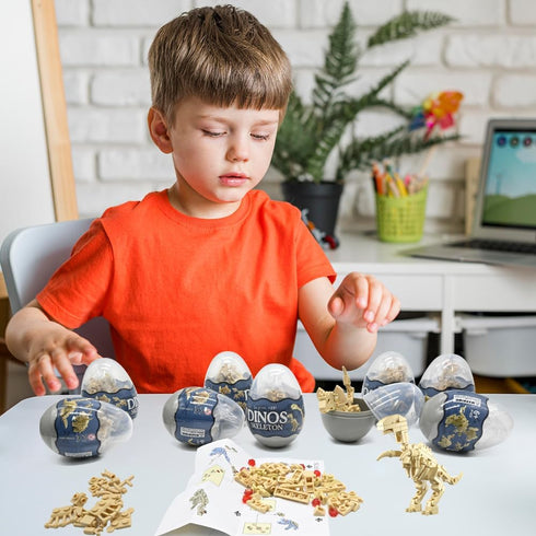 UMEELR 12Pcs 12 1 Pre Filled Easter Eggs Dinosaur Skeleton Building Blocks, in Easter Eggs for Kids Easter Egg Hunt