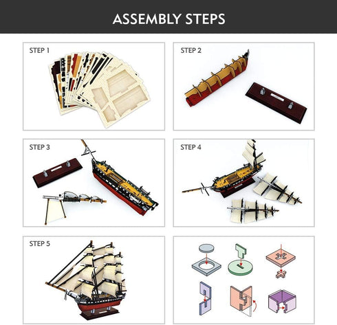 CubicFun 3D Ship Puzzles for USS Constitution Sailing Boat Models, 193 Pieces for Adults and Teens