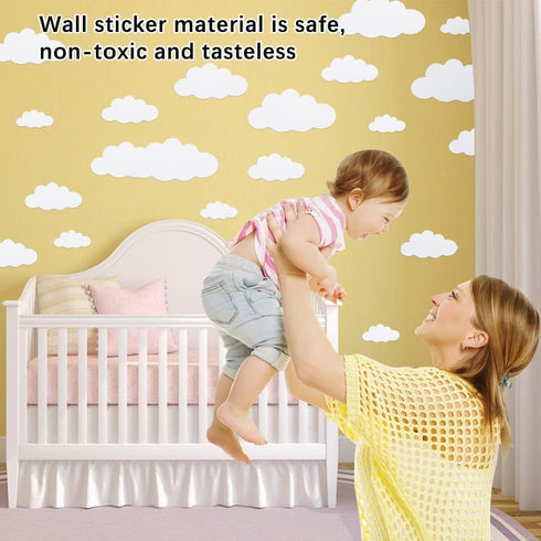 31pcs Big Clouds Vinyl Wall Decals, Removable Wall Art Decor for Living Room Nursery Kids Room