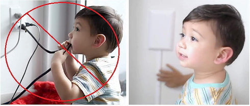 sleek socket 8-Foot No Shock Child Protector, Outlet & Plug Concealer with Protective Cord Clips, Flat Extension Cord