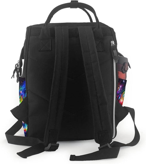 HCBPWVQA Backpack Daypacks Backpack Mommy Bright Beautiful Colorful Art Diaper Bag with Changing Pad and Pacifier