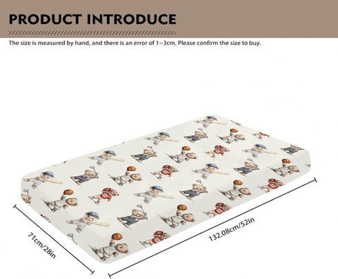 Wicbfdfv 28x52 Inch Cute Sport Bears Golf Baseball Basketball Fitted Baby Crib Sheet for Boys Girls Sports Lover Gift