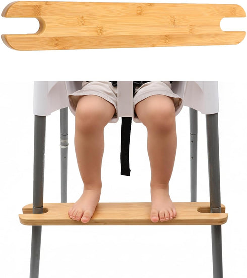 PandaEar High Chair Footrest for IKEA Antilop, Adjustable Height Natural Bamboo Wooden