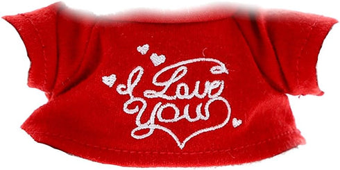 DolliBu I Love You Red Plush Shirt - Holiday Stuffed Animal Accessories-Large - Item #5994