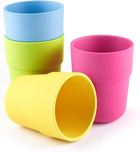 GET FRESH PLA Kids Cups Set – 4-Pack Melamine-Free Dinner Cups for Kids, Microwave Safe, BPA-Free, Reusable Tumblers