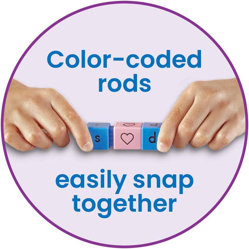 hand2mind Reading Rods for Building Sight Words, Letter Blocks, CVC Words Spelling Toys, Reading Tools for Kids