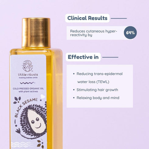200 ml. Little Rituals BLACK SESAME - BABY MASSAGE OIL Certified Organic, Wood Cold-Pressed for Skin and Hair