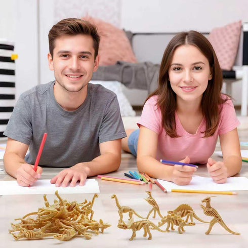HAVAGDTM 150PCS 2.5Inch Dinosaur Fossil Skeleton Dinosaur Skeleton Toys Assorted Figures Dino Bones for Birthday Party