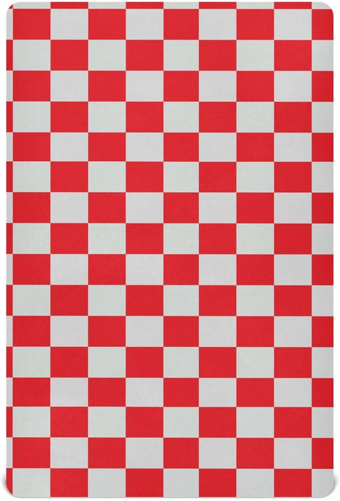 Pigsaly Crib Sheets Red Gray Checkered Baby Sheet for Standard Crib Mattress Boys