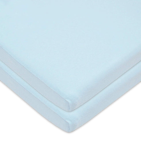 American Baby Company 2 Pack 100% Natural Cotton Fitted Cradle/Bassinet Sheets 36" x 18" - Blue