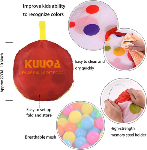 Kuuqa Ball Pit Play Tent with Basketball Hoop for Kids, Toddlers Outdoor Indoor Play 4 Ft/120CM (Balls Not Included)