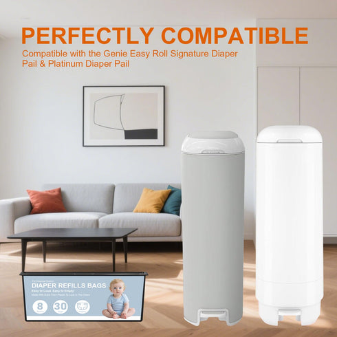 Pails,120 5600 Diapers,7-Layer (4 Pack) Diaper Pail Refills Bags Compatible with Genie Easy Roll Signature and Platinum