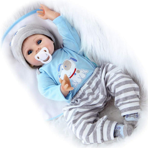 MAIHAO Reborn Baby Doll Clothes Outfit Accessories for 17-22 Inch Baby Doll Boy, Puppy Pattern 4pcs Set