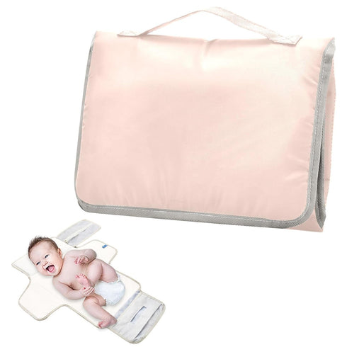 Kagirah Plain Light Pink Portable Changing Pad with Built-in Pillow, Waterproof Foldable Baby Diaper Changing Pads
