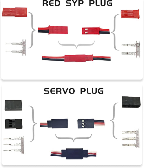 60Sets JST Servo Connector Kits, Plug Male/Female Crimp Pin Cable Kit for RC Car Hitec Spektrum Model Airplanes