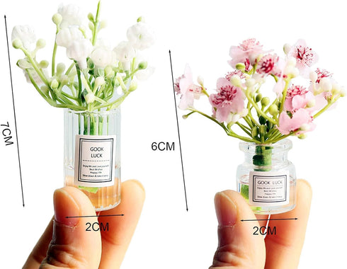 Set 1:6 Miniature Flowers in Vase - Scale Dollhouse Dcor with Realistic Details, Tiny Floral Arrangements for Micro