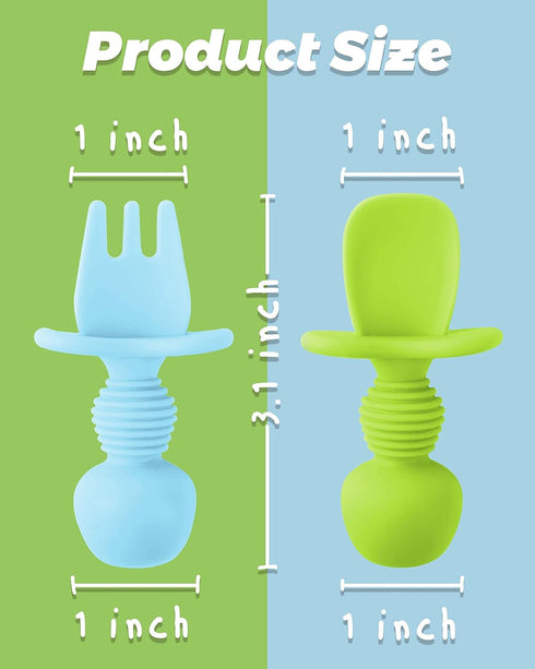6 Pcs Silicone Baby Spoons First Stage and Fork, Toddler Utensils for Led Weaning, Chewable for Self-Feeding by DF DUALFERV