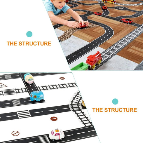 Toyvian Road Race Track Sticker Roll - Removable Tape for Toy Cars and Trains, Stick to Floors and Walls
