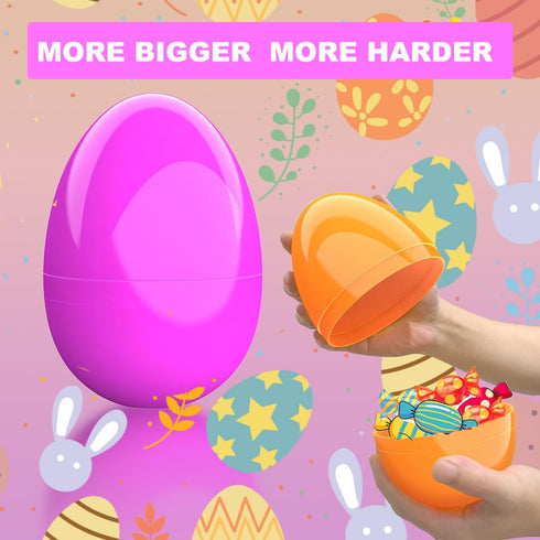 CALEST 12 6 Inch Pcs Jumbo Easter Eggs, Fillable Plastic Easter Eggs Bright Color for Easter Hunt Party Supplies, Large