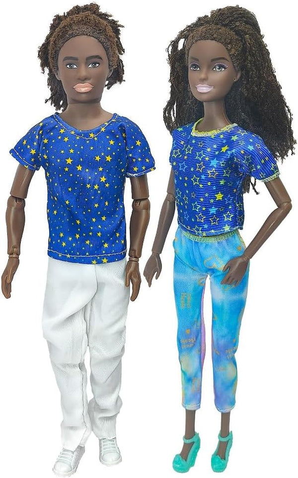 Fashion Dolls Set, Stylish Twin 12 Inch Doll Toy, Trendy Outfits for
