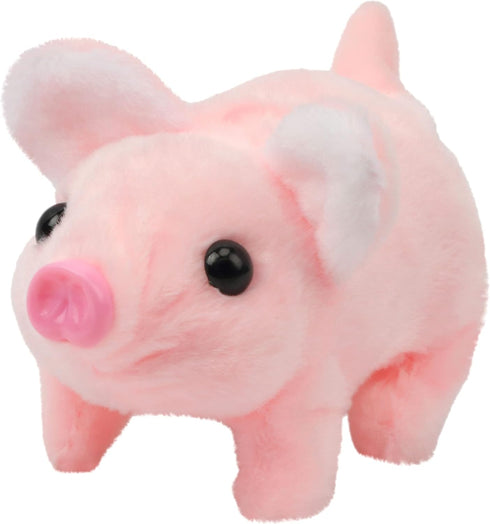 Hopearl Walking Piggy Pet Interactive Crawling Piglet, Electronic Plush Toy for Toddlers, Pink 8''