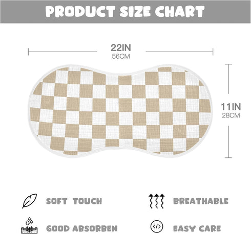 J JOYSAY 22''x11'' 4 sizex4 Checkered Plaid Dark Beige Baby Burp Cloths for Boys Girls Large Cotton Layer Baby Must