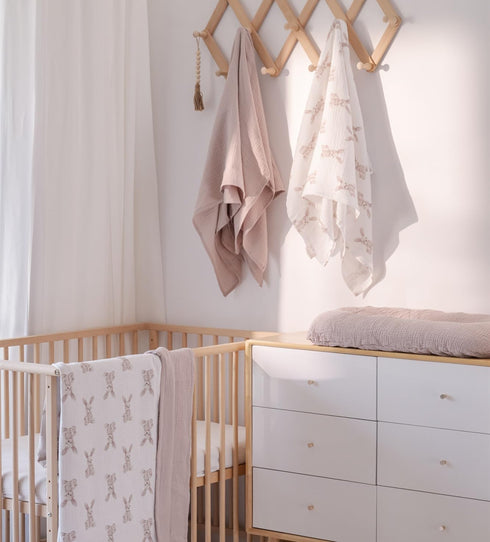 2 47"x 47" Little Jump Layers Muslin Cotton Baby Blankets - Bunny Toddler Quilt Crib Blanket - Gender Neutral Crib