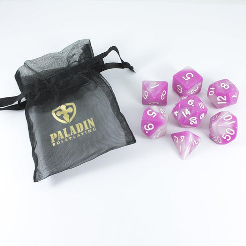 Pink and White DND Dice - 'Cherry Blossom'