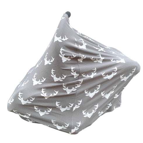 Baby Car Seat Cover with Deer Printing, Nursing Cover, Extra Soft and Extra Stretchy