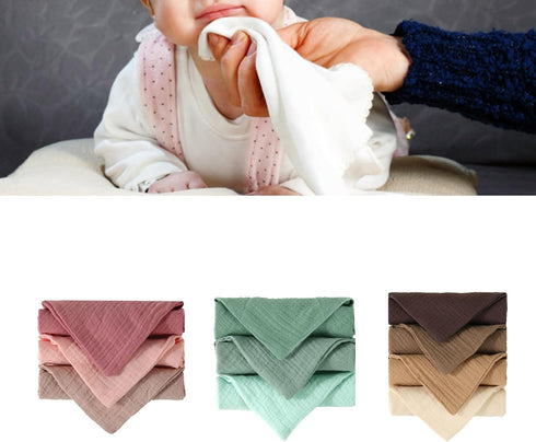 jiahesuw 4pieces 4 Baby Wipe Towel Washcloths Layers Handkerchief Infant Bibs Burp Cloths Face Towel Nursing Towel Baby