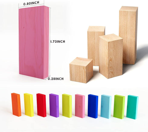 WOOD CITY 1000 Piece Dominoes Set for Kids, Colorful Tiles for Building, Stacking, Racing, with Extra 20 Blocks and