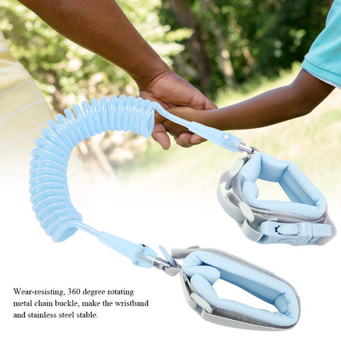 2m Baby Anti-Lost Safety Wrist Link Harness Strap Rope Backpack Leash for Toddlers Kids (Blue), Includes Baby Bottle