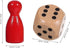 STOBOK 50 Pcs Multicolor Wooden Pawns Board Game Pieces with 2 Dice - Tabletop Markers for Board Games