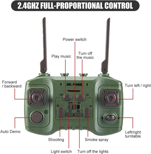 2.4Ghz 13 6-8 9-12, RC Tank that Shoots for Kids - Remote Control Army Tank Toys with Auto Demo Sound Light Smoke