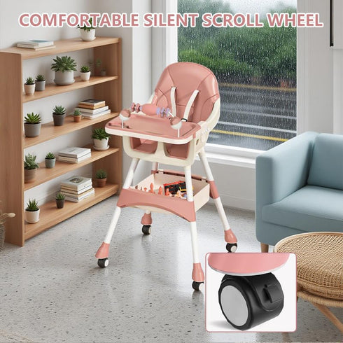 Nawahev Portable High Chair,High Chairs for Babies and Toddlers,Multi-Use Easy Clean Baby High Chair with Lock Wheels