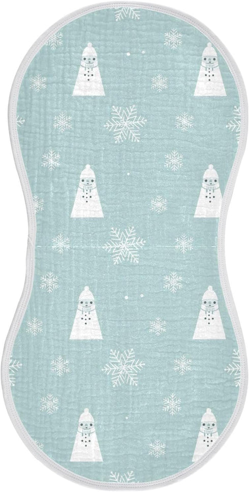 J JOYSAY 22''x11'' 4 Set sizex2 Christmas Snowflakes Blue Baby Burp Cloths for Boys Girls Large Cotton Layer Baby Burp
