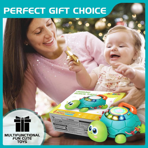 6 12 7 8 9 10 11 0-1 Jyusmile Baby Toys to Months, Musical Turtle Crawling Infant Toys, Early Learning Educational Toy