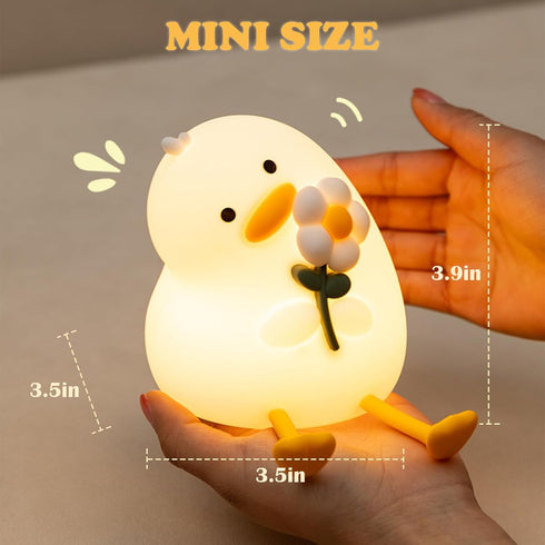 Bubbleimage Dimmable Night Light for Kids, Cute Duck Silicone Nightlight with Timer, Rechargeable Nursery Light, LED