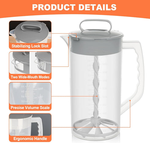 AIIHAC 64oz/ 2000ml pack) Breast milk pitcher, Mixing pitcher with lid, Mixing baby formula,coffee, milk and juice