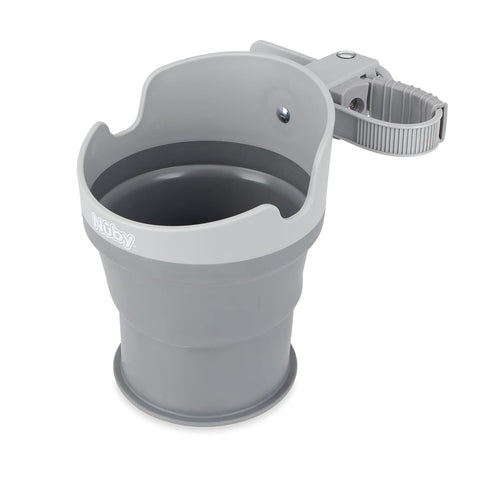 Gray Nuby Collapsible Cup Holder - Essential Travel Accessory for Strollers