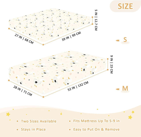 miaozhen 1 Pack 52x28 Cotton Crib Sheets for Baby Boys Girls Soft Breathable Cute Animal Mallard Duck Star Offwhite