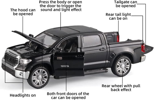 Toy Pickup Trucks for Boys 1/32 Tundra Diecast Cars Model, Zinc Alloy with Sound and Light, Birthday Gifts