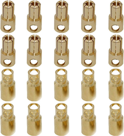 10 Pairs 8.0mm Gold-Plated Male Female Banana Plugs Bullet Connector for RC Battery ESC Motor
