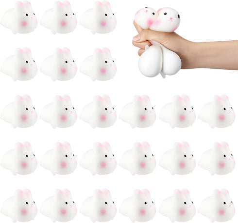 Meooeck 24 Pcs Easter Rabbit Stress Balls for Adult Bunny Party Favor